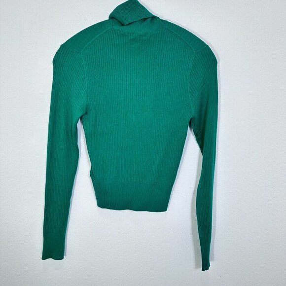 J. Crew Ribbed Turtleneck Festive Green TENCEL™ lyocell-blend Women's Size Small - Picture 2 of 6